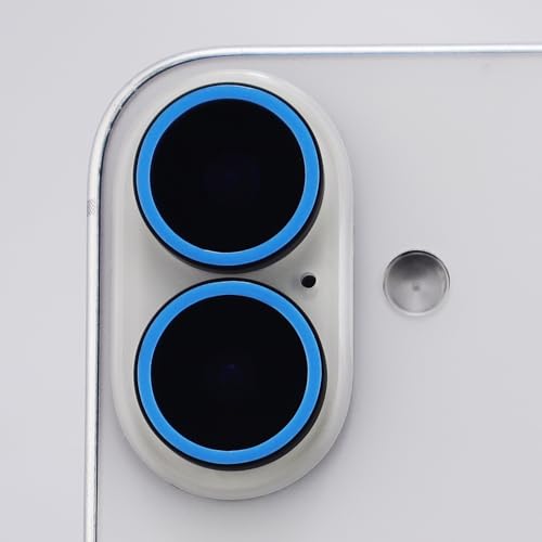 Luminous Camera Lens Protector for iPhone 17 Metal Ring Tempered Glass Glow in The Dark Lens Cover (2PCS) (Blue, for iPhone 17) - color: Blue