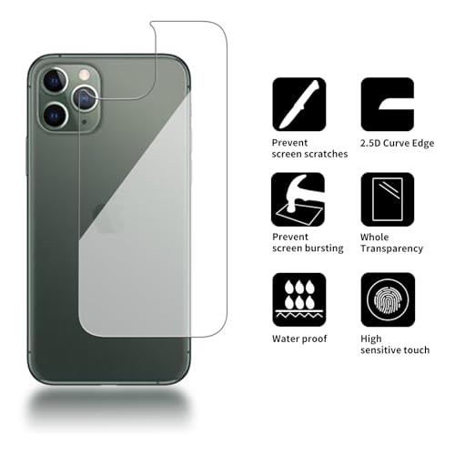 3 Pack Glass Back Screen Protector for iPhone 11 Pro [5.8 Inch] - size: iPhone 11 Pro