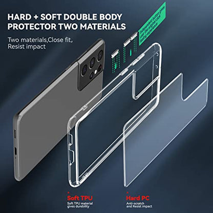 DEERLAMN Clear Case for Samsung Galaxy S21 Ultra, Military Grade Drop Protection Anti-Scratch Transparent Ultra Slim Non-Yellowing Shockproof Protective Phone Cover - size: Samsung Galaxy S21 Ultra