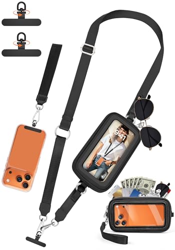 takyu Phone Strap Crossbody with Detachable RFID Wallet Black - color: Black
