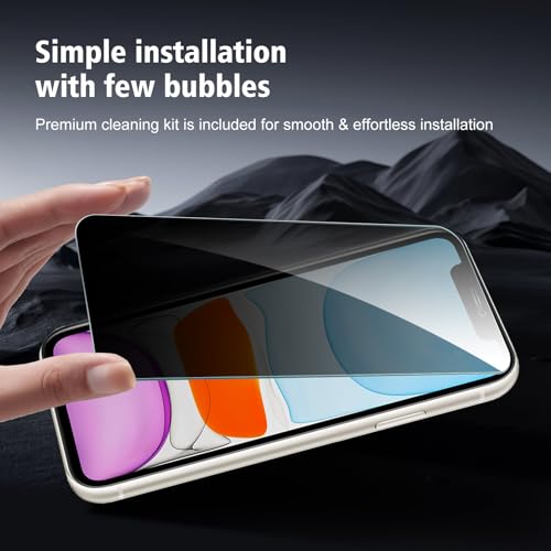 2+2 Pack for iPhone 11 Privacy Screen Protector with Camera Lens Protector, Anti Spy Tempered Glass Protection Film, 9H Hardness, Scratch Resistant, Case Friendly