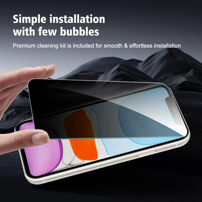 2+2 Pack for iPhone 11 Privacy Screen Protector with Camera Lens Protector, Anti Spy Tempered Glass Protection Film, 9H Hardness, Scratch Resistant, Case Friendly