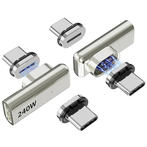 240W 90° Magnetic USB-C Adapter, 40Gbps, 4K, Right-Angle - size: 2 Pack (4 Tips)