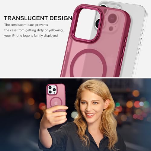 BENTOBEN Magnetic for iPhone 16 Pro Max Case,(Compatible with MagSafe) (Military Grade Drop Protection) Slim Translucent Matte Shockproof with Anti-Fingerprint Phone Case 6.9",Wine Red - color: Wine Red