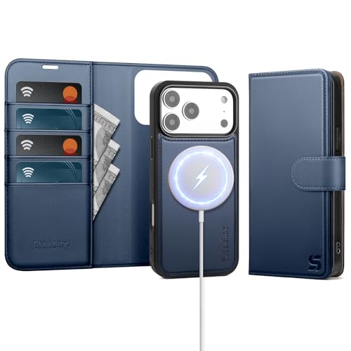 Shieldtop Compatible with MagSafe iPhone 17 Pro Max Wallet Case,Blue | 2 in 1 Detachable Magnetic,Credit Card Holder Slots,RFID Blocking,PU Leather,Kickstand,Flip Folio Phone Cover for Men & Women - color: Blue, size: KFT-iP 17 Pro Max - 6.9"