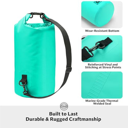 STOVER 5/10/25/30/40L Waterproof Dry Bag, Small Lightweight Roll Top Dry Bag Backpack w/Waterproof Phone Case, Kayaking, Travel, Hiking, Fishing, Tubing, Camping, the Beach, Men/Women (Teal) - color: 5/10l Teal, size: 5L