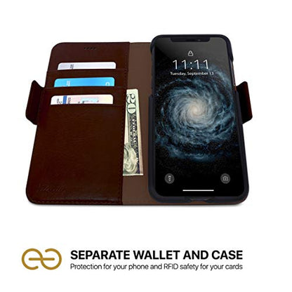 Dreem Fibonacci 2-in-1 Wallet Case for Apple iPhone SE 3 (2022), SE 2, & 8/7 - Luxury Vegan Leather, Magnetic Detachable Shockproof Phone Case, RFID Card Protection, 2-Way Flip Stand - Coffee - color: Coffee, size: iPhone SE 3 (2022), SE 2, & 8/7
