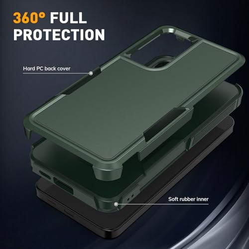 Vinve for Samsung Galaxy S24 FE Case with HD Screen Protector, Military-Grade Shockproof & Dual-Layer Protection, Anti-Slip Grip Design Phone Case, Blackish Green - color: Blackish Green