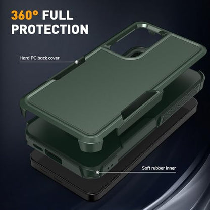 Vinve for Samsung Galaxy S24 FE Case with HD Screen Protector, Military-Grade Shockproof & Dual-Layer Protection, Anti-Slip Grip Design Phone Case, Blackish Green - color: Blackish Green