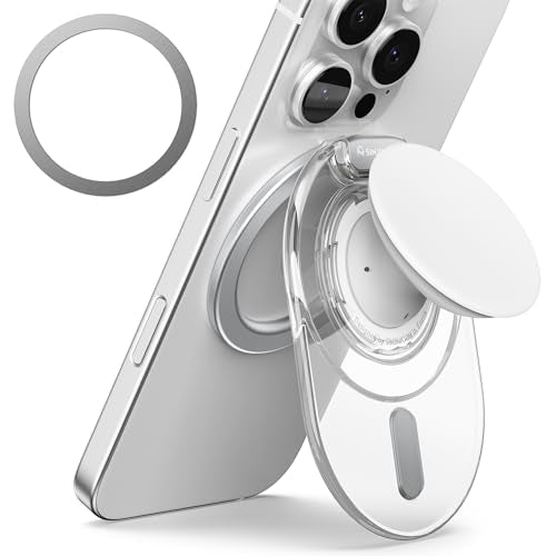 Sinjimoru Phone Grip Stand for MagSafe, Magnetic Kickstand, Clear White - color: Clear White