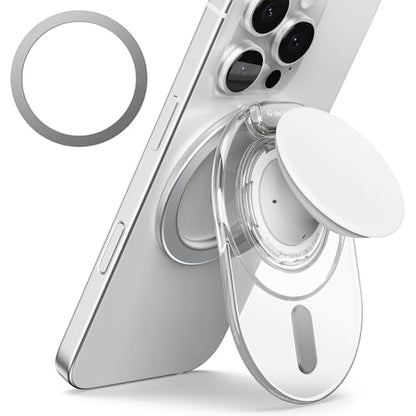 Sinjimoru Phone Grip Stand for MagSafe, Magnetic Kickstand, Clear White - color: Clear White