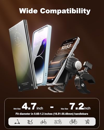 SUPERONE Motorcycle Bike Phone Mount with Upgrade Vibration Dampener - color: Polished Black