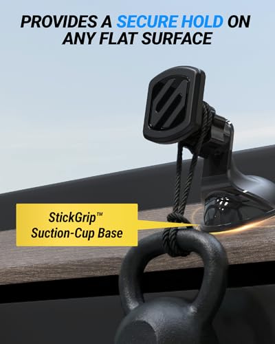 Scosche Extra Strength Suction Cup Phone Mount, Magnetic Dashboard/Windshield Mount Cell Phone Holder for Car with 360° Rotation, StickGrip Base & Thick Metal Plate for iPhone and Android, Not MagSafe - size: 1 Pack, style: Extra Strength - Window / Dash