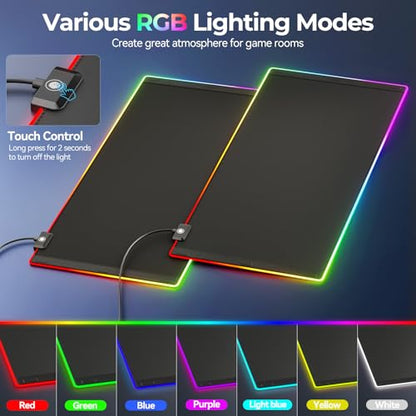 KDD RGB Mouse Pad with Wireless Charging - Desk Mat with Phone Holder and 15W Fast Charger - Gaming Mousepad with Ultra-Smooth Surface, Non-Slip Base - Keyboard Mat for Home Office Gamer Accessories - size: Large