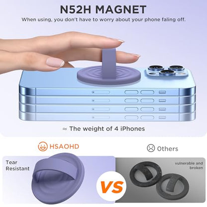 Upgraded Magnetic Phone Grip, Liquid Silicone Soft and Portable, Removable Finger Loop Ring Grip Holder for iPhone, Strong Magnetic Attraction, Compatible with MagSafe Phone Case, Lavender Gray - color: Lavender Gray