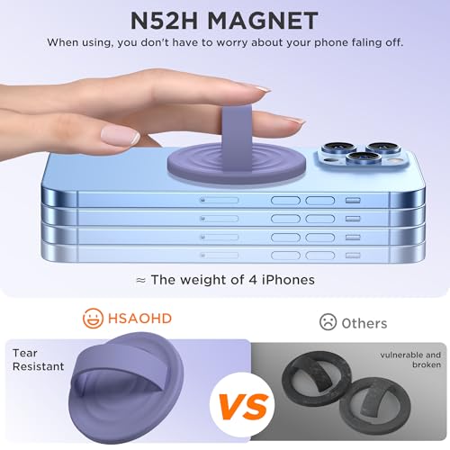 Upgraded Magnetic Phone Grip, Liquid Silicone Soft and Portable, Removable Finger Loop Ring Grip Holder for iPhone, Strong Magnetic Attraction, Compatible with MagSafe Phone Case, Lavender Gray - color: Lavender Gray
