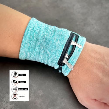 Wrist Wallet Bag Unisex Slim Zipper Pocket Lightweight Fabric Secure Fit For Gym Running Cycling Travel Hands Free, Gray - color: Gray