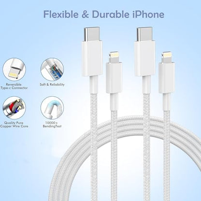 [Apple MFi Certified] iPhone Fast Charger,Phone 14 Fast Charge Wall Charger - size: 2Pack 6FT