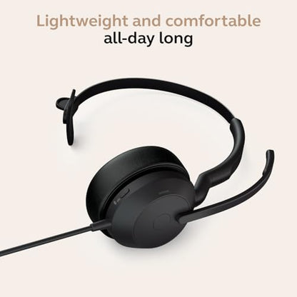 Jabra Evolve2 50 Wired Single-Ear Headset - Noise Cancelling Headphones, Bluetooth Headset for Work with Noise Cancelling Microphones, Goes with Online Meeting Platforms Like Microsoft Teams, Black - style: Microsoft Teams, Single Ear