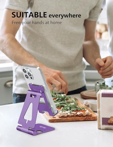Aoviho Foldable Cell Phone Stand for Desk, Holder for iPhone,Purple - color: Purple