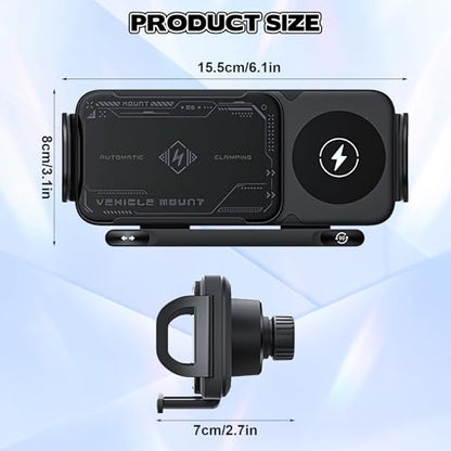OneNine High Intelligent Mobile Phone/Pad Holder, 2 in 1 Auto Rotating Phone Holder, Car Charger Fast Charging Phone Holder, Rotatable Car Vent Phone Mount for Smartphone/Pad/Foldable(Black)