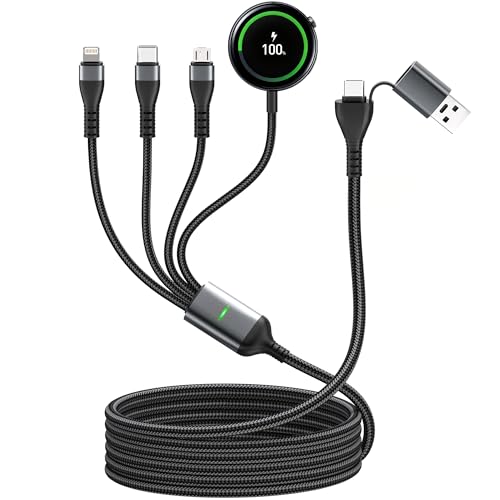 100W 4 in 1 Multi Chargers Cable for Samsung Galaxy Watch 8/7 6/5/4/3, Galaxy w-atch Classic 8/7/6/5/4, 10FT Magnetic Samsung Watch and Phone Charger with Data Transfer for iPhone 15/14/13/ Galaxy S25