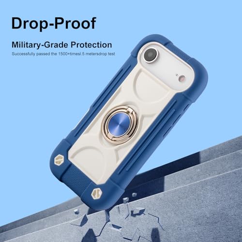 MARKILL Compatible with iPhone Air Case 6.5 Inch 2025 with 360 Degree Rotate Ring Stand, Military Grade Drop Protection Full Body Rugged Protective Case Kids Blue - color: Blue, size: iPhone Air 6.5"