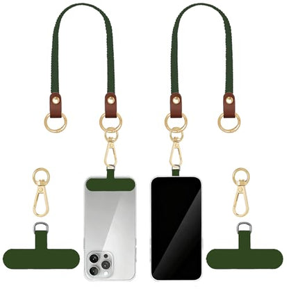 Hovmwey Stretchy Phone Lanyard Tether, 2 Pack Phone Leash Anti-theft Phone Strap for Anti-drop Outdoor Hiking Cycling Climbing Universal for Most Cell Phones, Dark Green - color: Dark Green