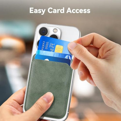 Magnetic Wallet Cell Phone Card Holder for Phone Case with Mag-Safe - color: Ash Green, size: 1 Pack
