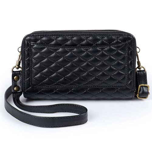 Harryshell Compatible with iPhone 16 Case Wallet Multi Zipper Detachable Removable Cover Purse with RFID Blocking Card Slots Holder Mirror Crossbody Strap (Compatible with Magsafe - Black) - color: Compatible with Magsafe - Black, size: iPhone 16