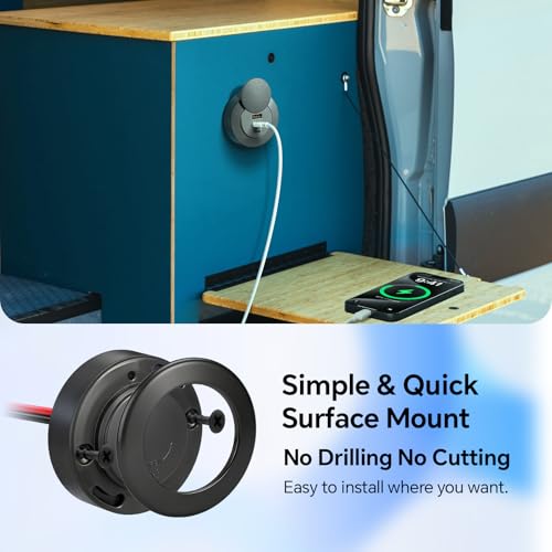 acegoo 72W 3-Port RV USB Outlet, Surface Mount 12V USB Fast Charger Socket - color: 2 Pcs