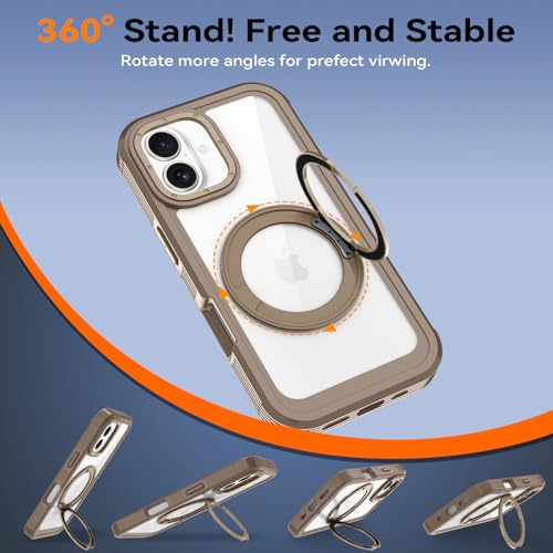 Magnetic for iPhone 17 Case, Compatible with MagSafe, Full Body Rugged Case with Built-in Screen Protector & Kickstand & Belt-Clip (Gold) - color: Gold