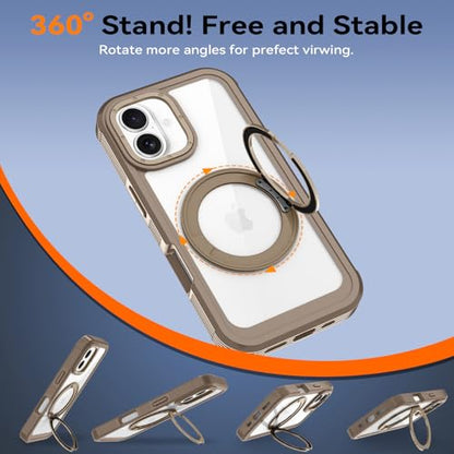 Magnetic for iPhone 17 Case, Compatible with MagSafe, Full Body Rugged Case with Built-in Screen Protector & Kickstand & Belt-Clip (Gold) - color: Gold