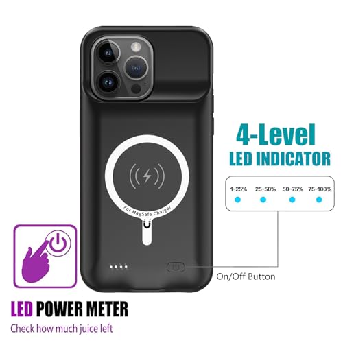 Battery Case for iPhone 15 Pro Max,12000mAh Rechargeable Portable Charging Case with Wireless Charging Compatible for iPhone 15 Pro Max (6.7 inch) with Carplay Extend Battery Pack Charger Case (Black) - size: iPhone 15 Pro Max -12000mAh