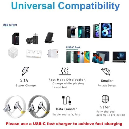 2 Pack USB C to C Cable 3.3ft Chubby Silicone 4 in 1 USB C Charging Cable - color: 4 Combinations Grey+White