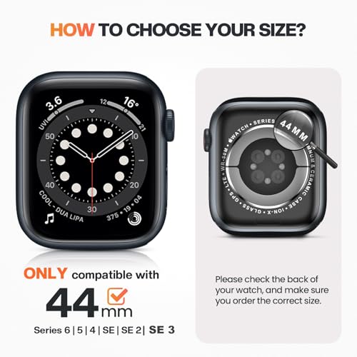 Goton Privacy Waterproof Case for Apple Watch 44mm Series 6/5/4/SE - color: Matte Black, size: 44mm