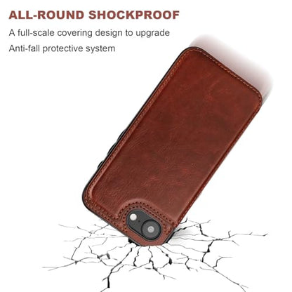 ONETOP for iPhone 17e/16e Wallet Case with Credit Card Holder,Brown | Kickstand,ID/Cash Holder,Case Wallet with Card Slots,Double Magnetic Clasp,Durable PU Leather Shockproof Cover for Women Men - color: Brown