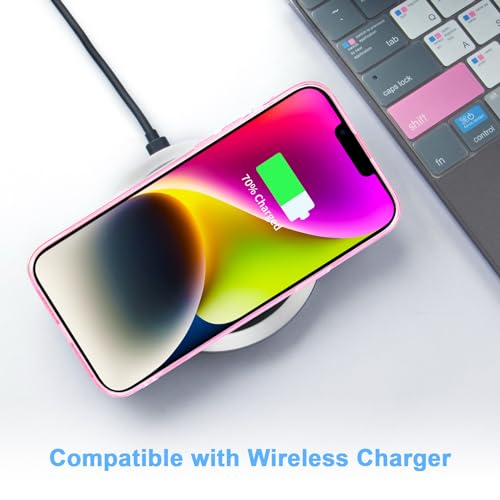 JJGoo Compatible with iPhone 14 Case Clear, Soft Shockproof Protective Slim Thin Phone Bumper Cover Transparent Phone Case, Translucent Pink - color: Pink