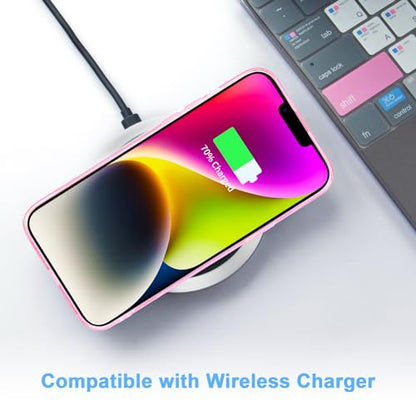 JJGoo Compatible with iPhone 14 Case Clear, Soft Shockproof Protective Slim Thin Phone Bumper Cover Transparent Phone Case, Translucent Pink - color: Pink