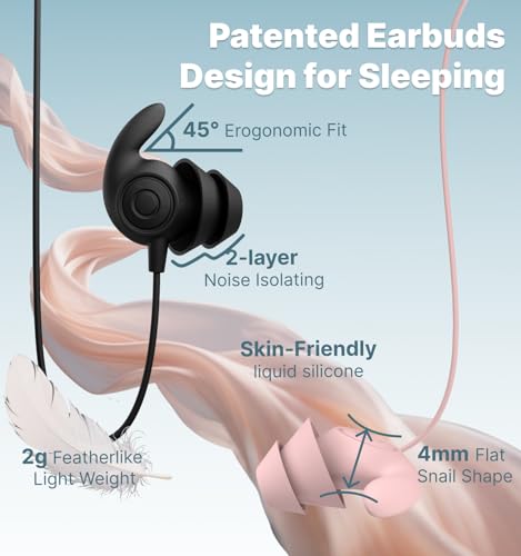 Hmusic USB C Wired Sleep Earbuds, 2g Lightweight Earphones for Side Sleeper - color: Black, size: USB-C