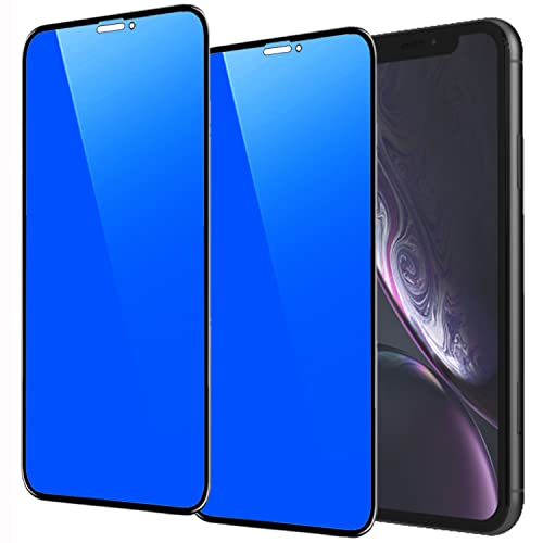 2 Piece Privacy Tempered Glass for iPhone XR/iPhone 11 6.1 inch Anti-blue Anti-Spy Screen Protector Mirror Blue - size: for iPhone XR/iPhone 11
