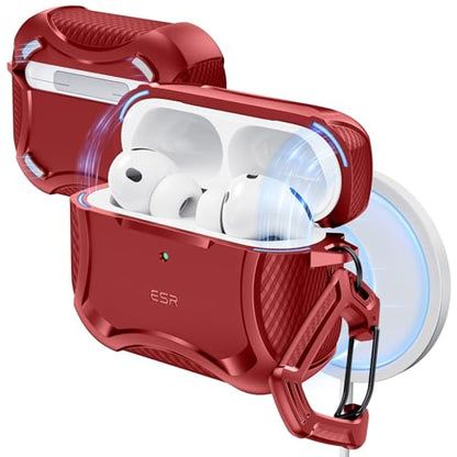 ESR for AirPods Pro 3 Case (2025), Magnetic Lid, Cyber Tough Series, Red - color: Red, size: AirPods Pro 3 Case