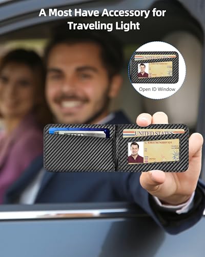 Phone Wallet Stick On with Stand, Adhesive Phone Card Holder, 8-Card Holder - color: Black Carbon Fiber
