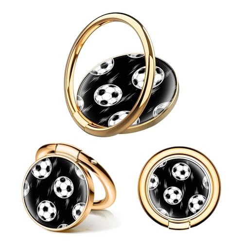 Cell Phone Ring Holder, Cute Phone Ring Grip Stand, 360°Rotation Funny Metal Kickstand Finger Grip Black White Soccer - color: Black White Soccer