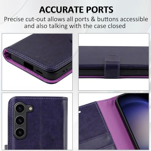MONASAY Wallet Case for Samsung S23 with 3 Card Holders - Purple - color: Purple, size: Galaxy S23