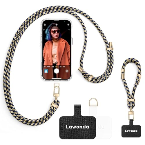 2 Pads Phone Lanyard Adjustable Crossbody Cell Phone Neck Strap - color: Mix Blue&beige