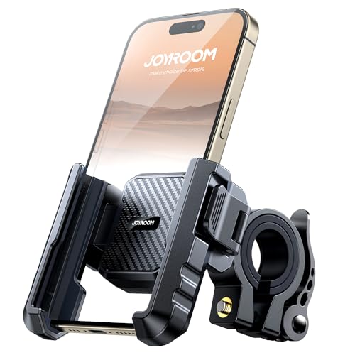 JOYROOM Motorcycle Bike Phone Holder Mount - [Not Block Camera] Bicycle Phone Holder Handlebar Cell Phone Clamp - [Silicone Wrapped] Scooter Phone Holder for iPhone Samsung 4.7''-7'' Smartphones - color: BLack