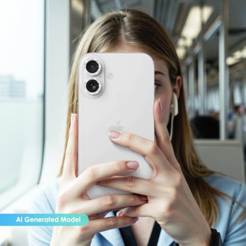 TENOC Camera Lens Protector for iPhone 16 & 16 Plus, Silver Glitter - size: iPhone 16/16 Plus