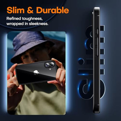 TAURI for iPhone 17 Case, Anti-Yellowing with Screen Protector, Military-Grade Protection Shockproof Slim Phone Case for iPhone 17, Black - color: E-Black