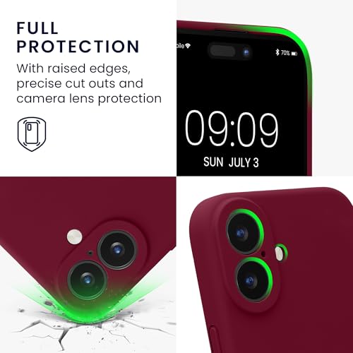kwmobile Case Compatible with Apple iPhone 16 Case - Slim TPU Silicone Phone Cover - Soft Touch Finish - Rhubarb Red - color: Rhubarb Red, size: iPhone 16